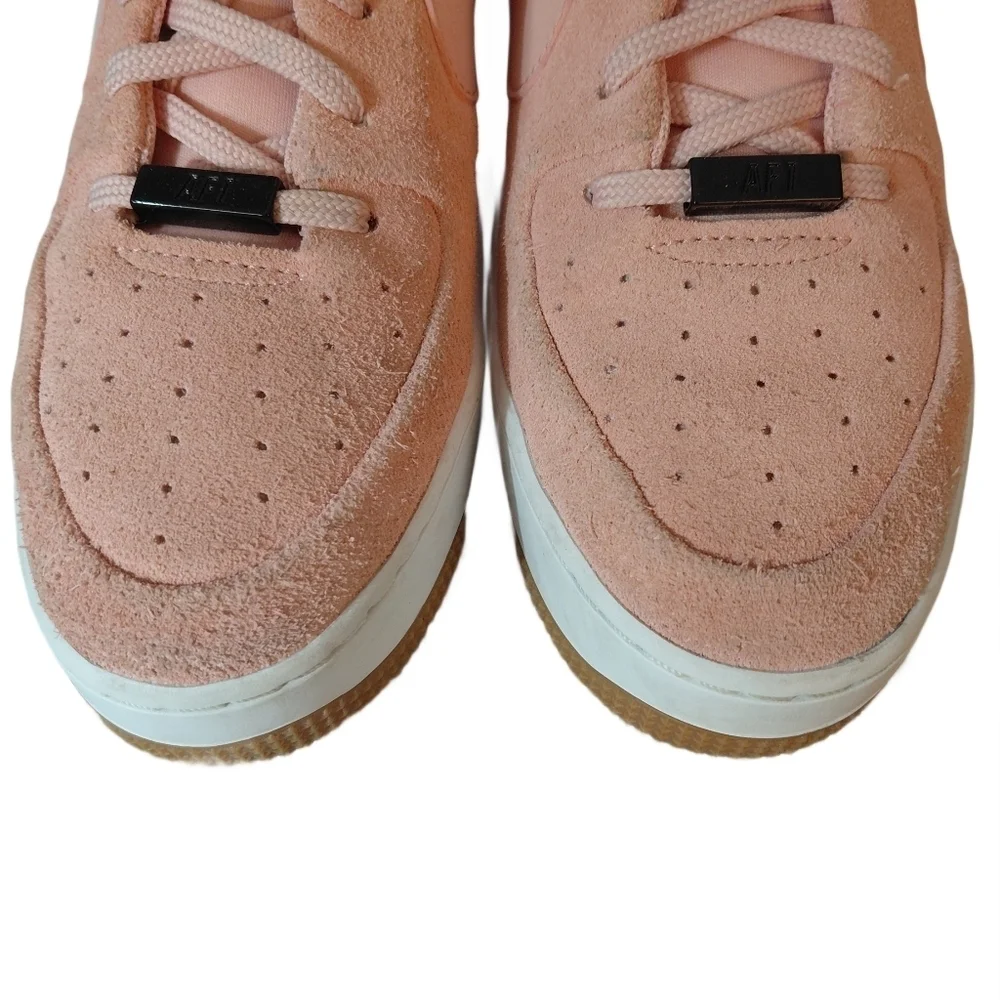 Nike Air Force 1 Sage Low Top Coral Stardust Pink Suede Platform Nike Sneaker 8